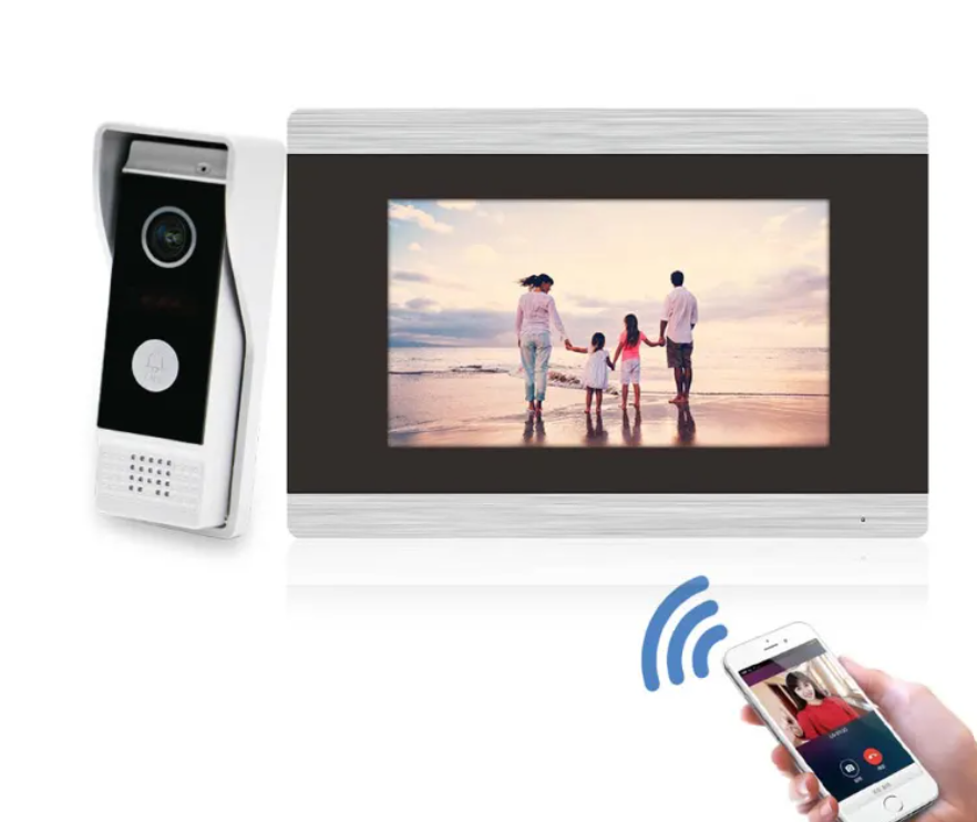 Video Portero a color 7” LCD Cableado Monitor Wifi 2 Puertas